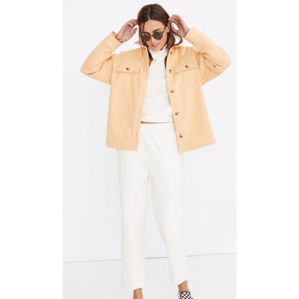 Madewell Brushed Herringbone Knit Shirt‎ Jacket Womens XS Yellow Flannel Schaket